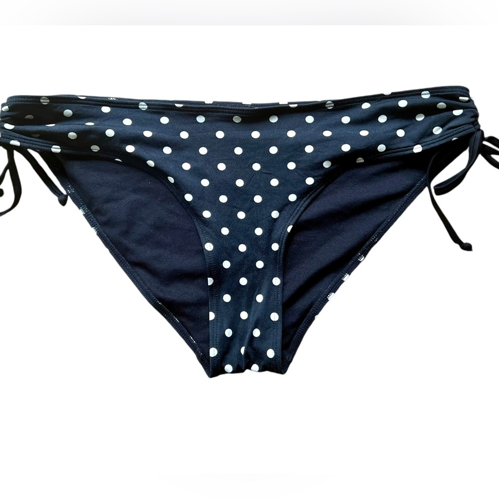 EUC - H&M Women’s Swim Briefs with Side Ruching - Size 12, Black w/ Polka Dots